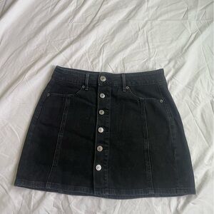 American Eagle Outfitters Black Button-Front Mini Skirt